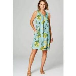 J. JILL Love Linen Lemon Print A-Line Shift Dress | SZ XS